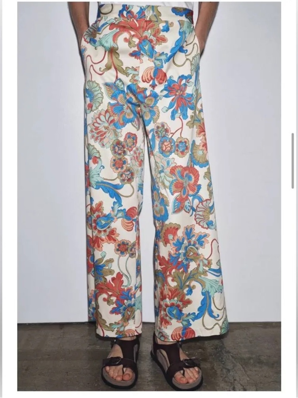 Zara Wide-Leg Floral Pants